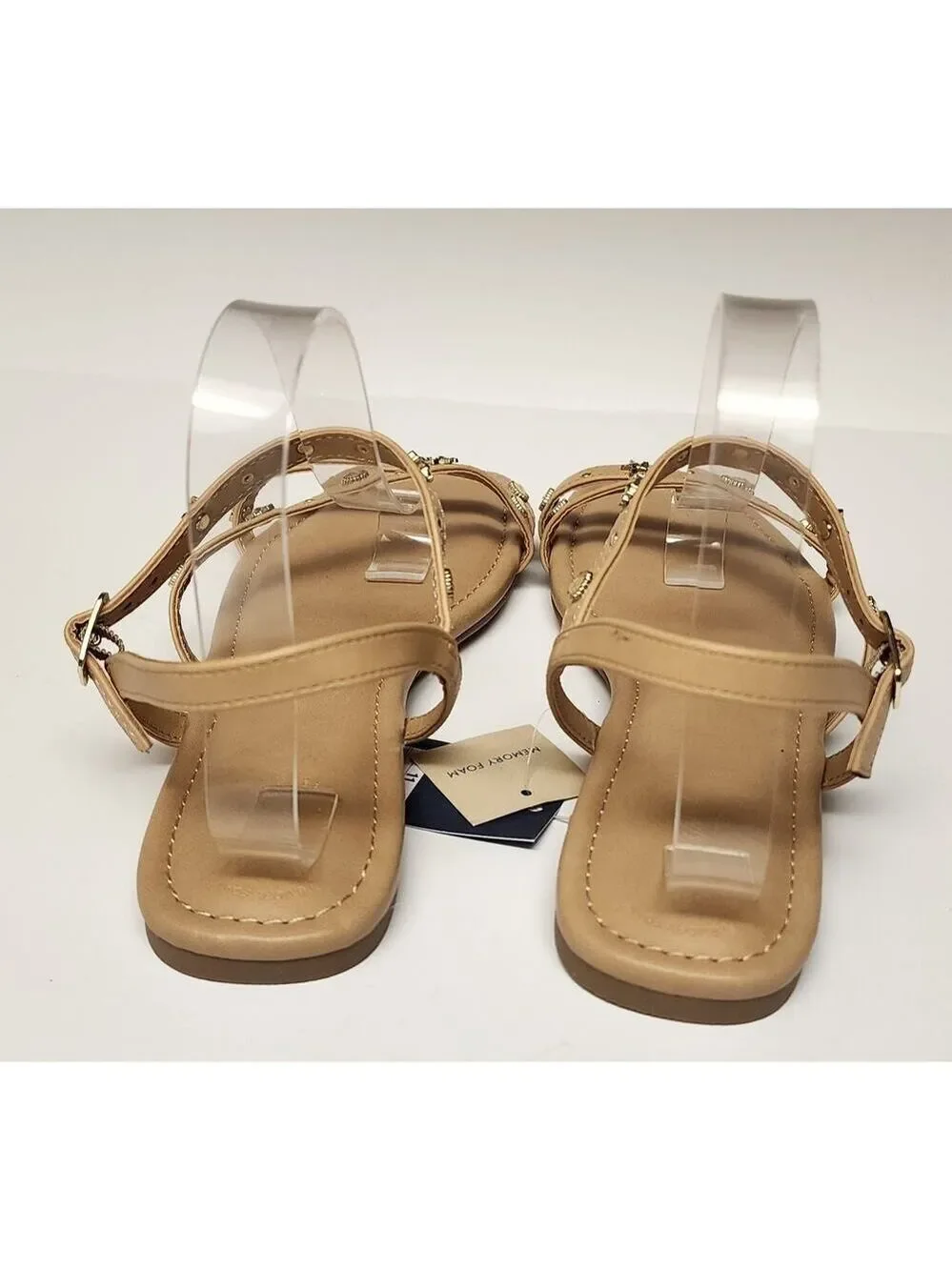 Universal Thread Women's Tan Florence Embellished Ankle Strap Sandals Size 11